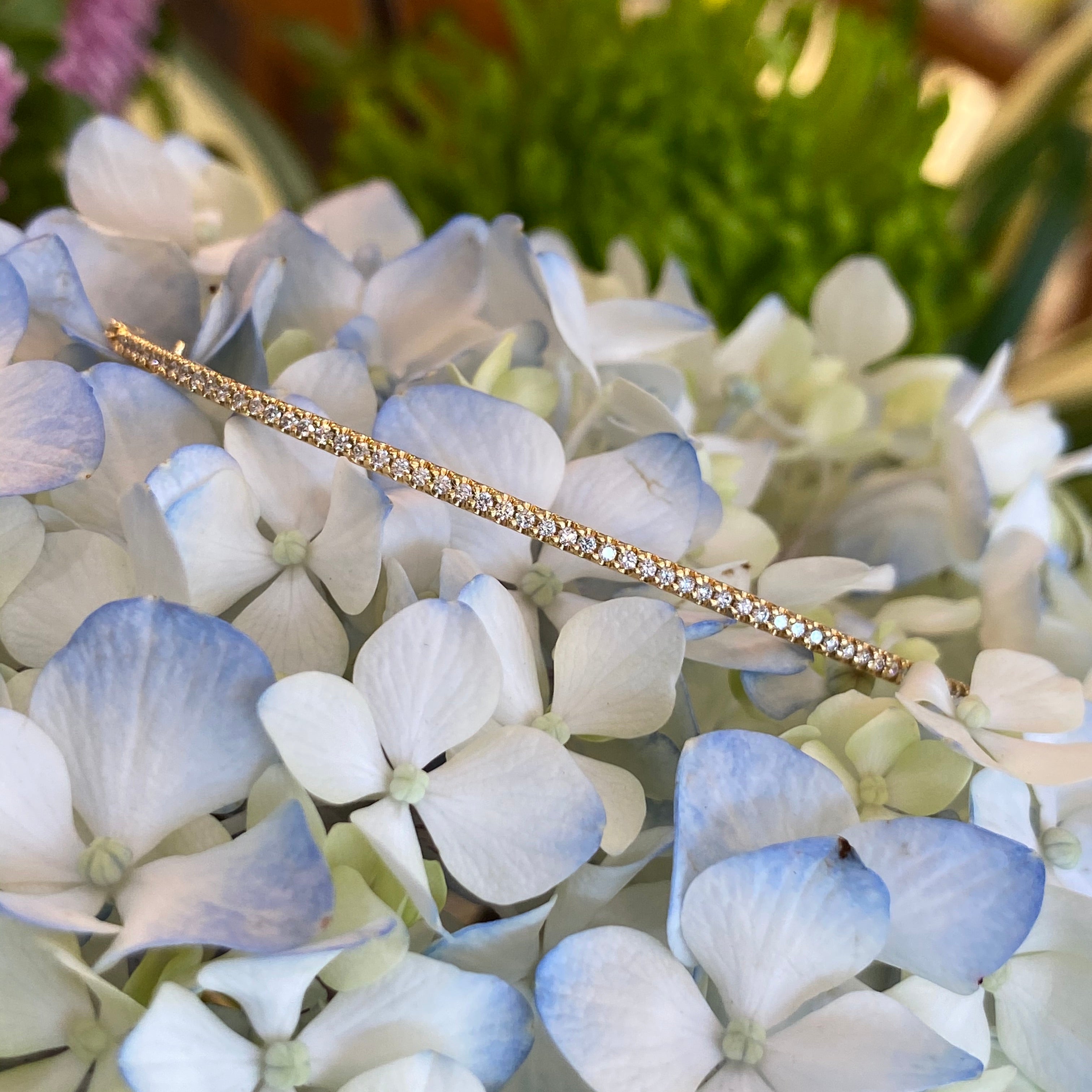 Oval Hinged Diamond Eternity Bangle Bracelet