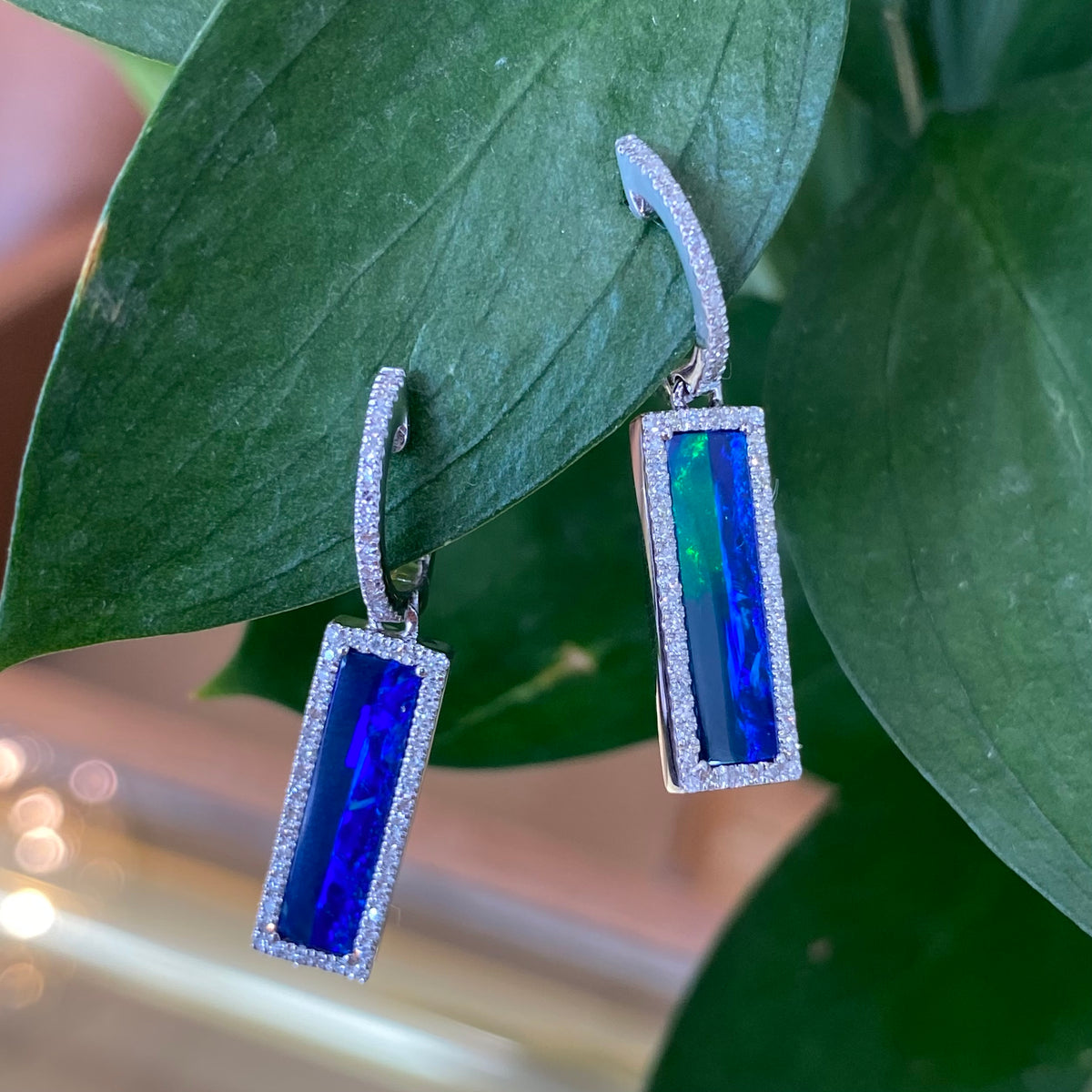Elegant Opal & Diamond Drop Earrings