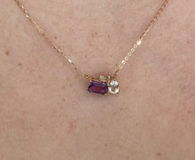 Load image into Gallery viewer, Amethyst and White Topaz Mosaic Necklace in Rose Gold