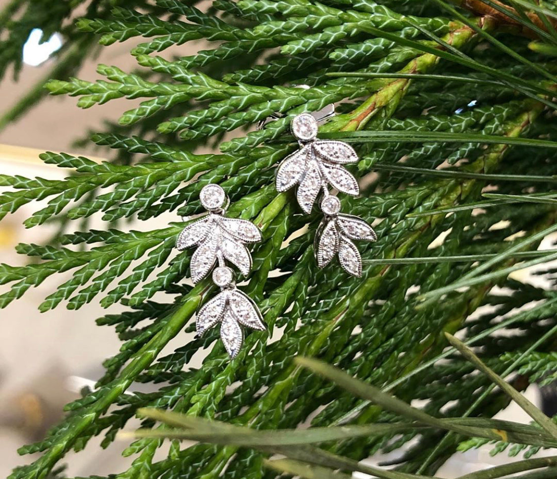 Garden Shade Diamond Leaf Earrings