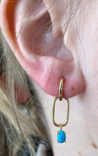 Load image into Gallery viewer, Turquoise Paper Clip Gold Hoop Earrings
