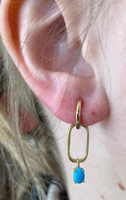Load image into Gallery viewer, Turquoise Paper Clip Gold Hoop Earrings