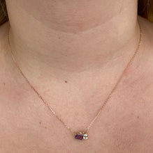 Load image into Gallery viewer, Amethyst and White Topaz Mosaic Necklace in Rose Gold