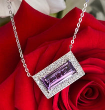 Load image into Gallery viewer, Amethyst & Diamond Frame Necklace