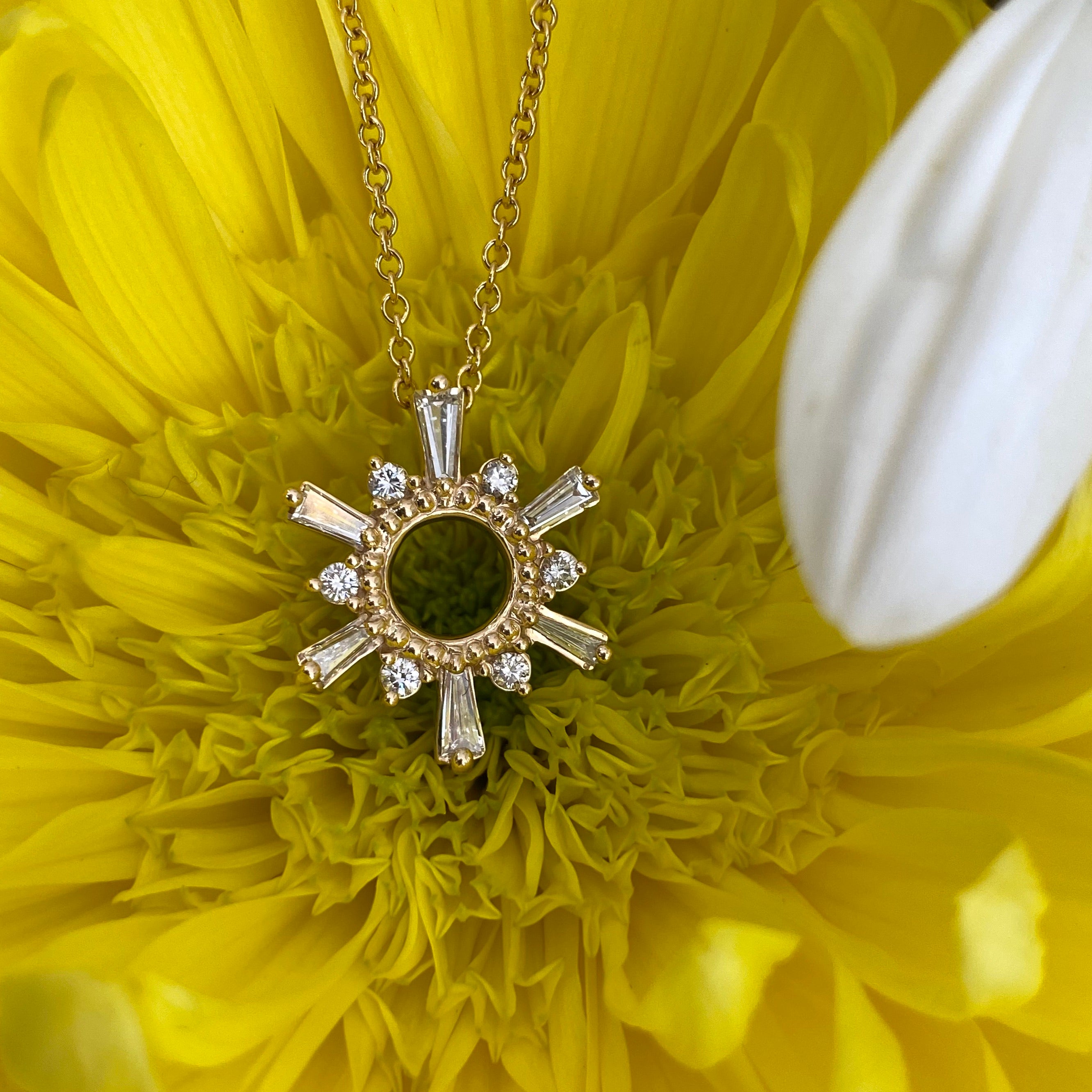 Diamond Sun Pendant and Chain