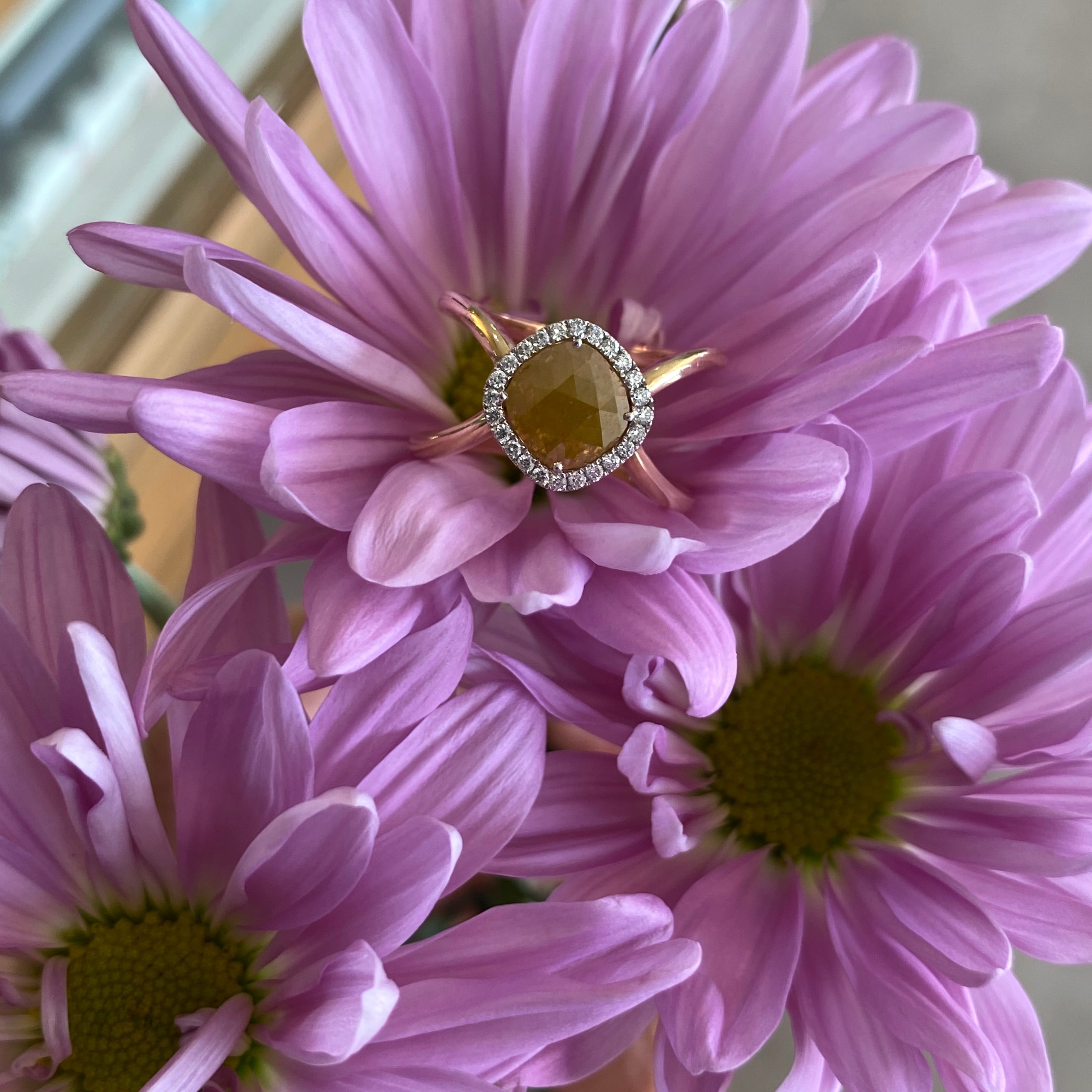 Sunlit Ember Diamond Slice Ring