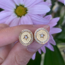 Load image into Gallery viewer, Gold & Diamond Starburst Disk Studs