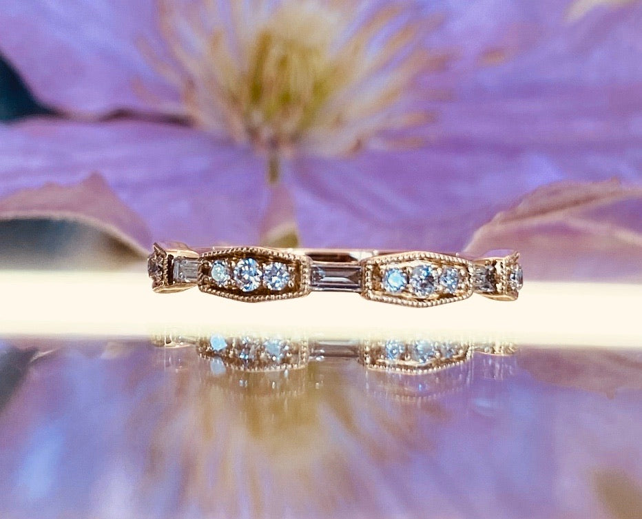 Baguette & Round Diamond Band
