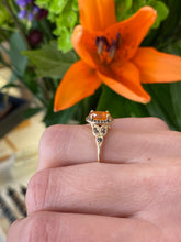 Load image into Gallery viewer, Fire Opal & Black Diamond Yellow Gold Ring