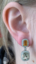 Load image into Gallery viewer, Citrine and Green Amethyst Dangle Earrings
