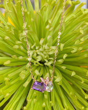 Load image into Gallery viewer, Amethyst and White Topaz Mosaic Necklace in Rose Gold