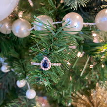 Load image into Gallery viewer, Pear Blue Sapphire & Diamond Ring set in Rose Gold