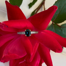 Load image into Gallery viewer, Oval Blue Sapphire & Diamond Engagement Ring