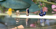 Load image into Gallery viewer, Three Stone Marquis Sapphire Flower Earrings
