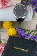 Load image into Gallery viewer, Black Dial Silver Toned Leather Watch