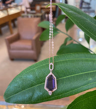 Load image into Gallery viewer, Amethyst Rose Gold Shield Necklace
