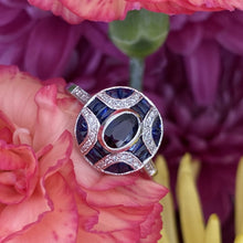 Load image into Gallery viewer, Oval Sapphire & Diamond Vintage Ring