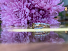 Load image into Gallery viewer, Diamond Beaded Criss-Cross Ring in Yellow Gold