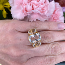 Load image into Gallery viewer, Rock Crystal & 18K Yellow Gold 3 Stone Ring π€