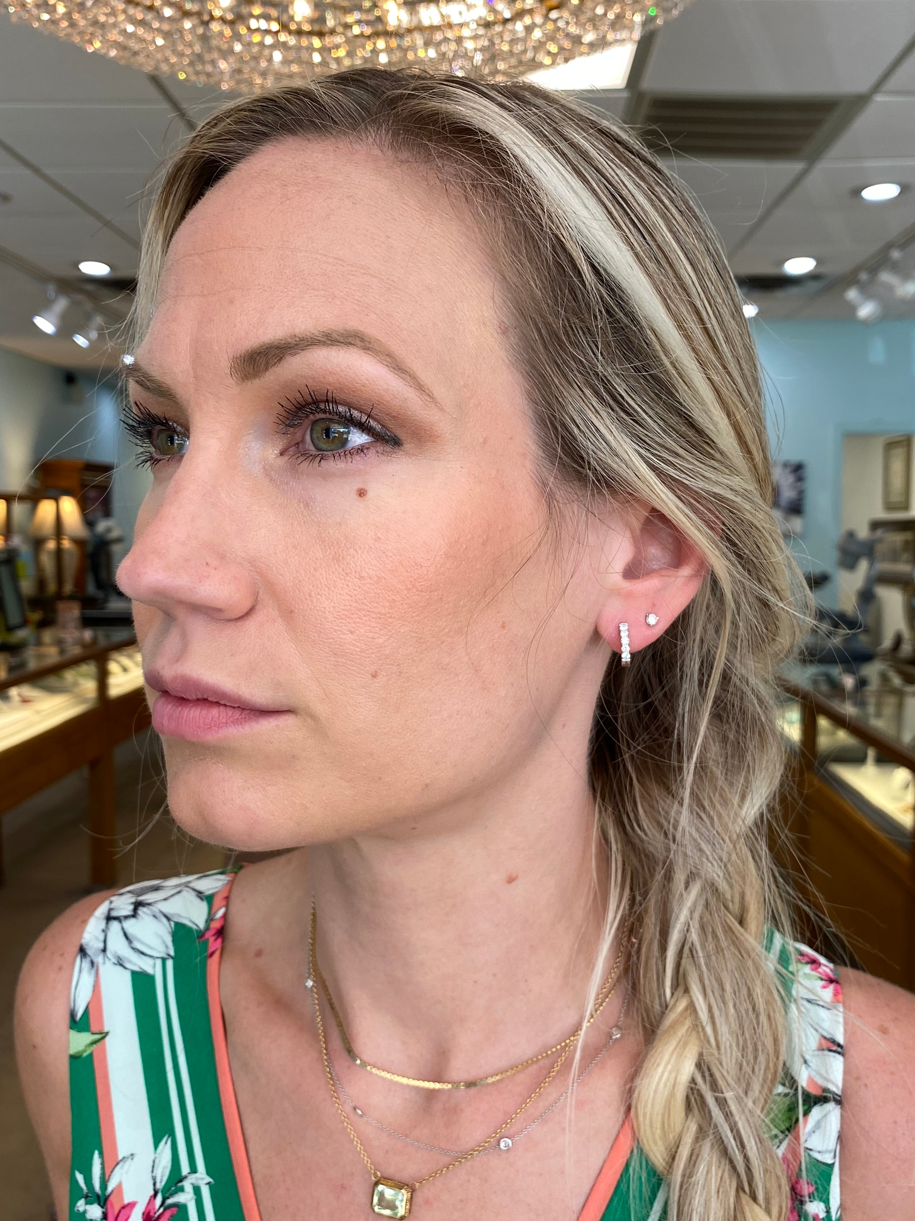 Small Diamond Huggie Hoop Earrings