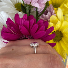 Load image into Gallery viewer, Pink Sapphire and Diamond Halo Ring