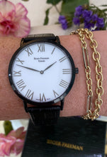 Load image into Gallery viewer, White Dial Black Toned Black Leather Watch