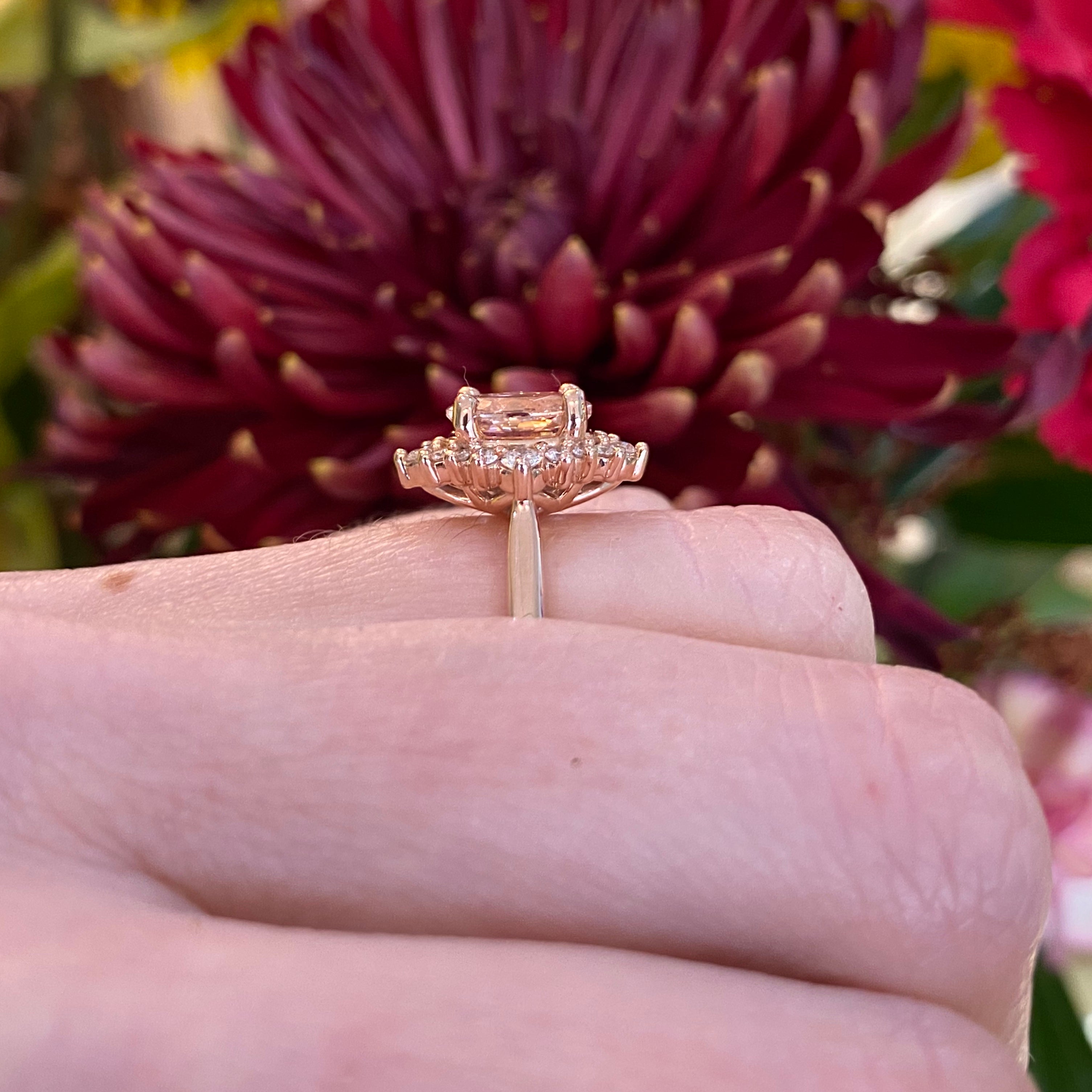Morganite and Diamond Ring in Rose Gold