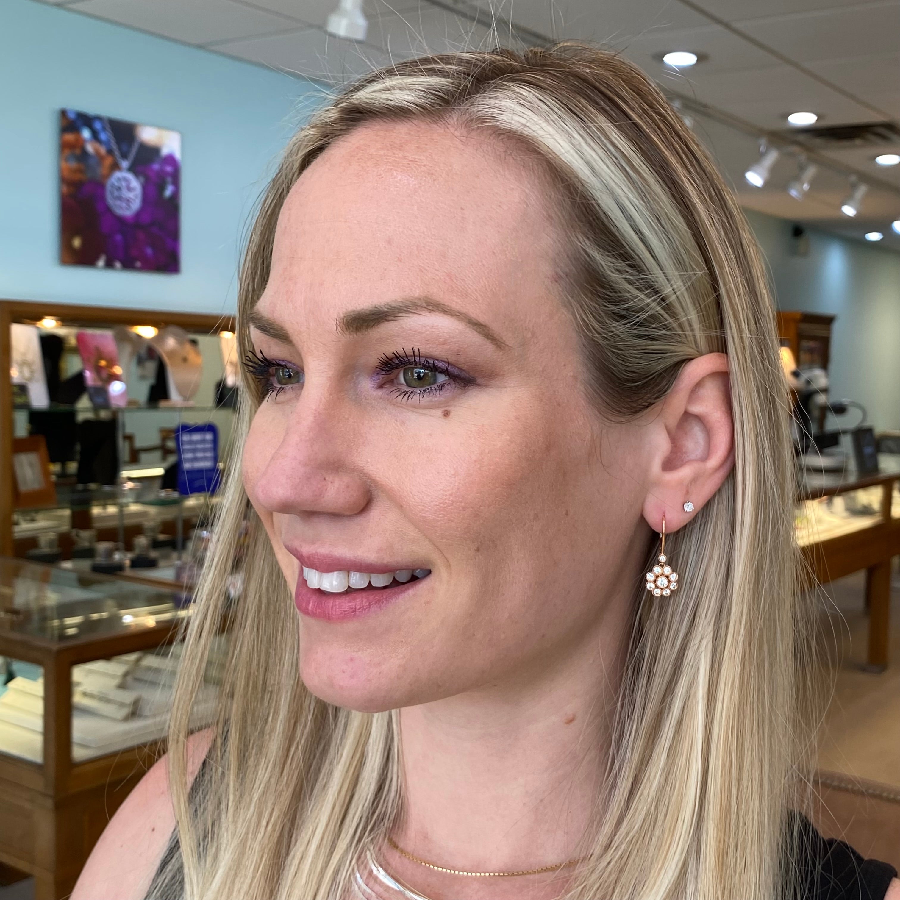 Diamond Drop Earrings in Rose Gold