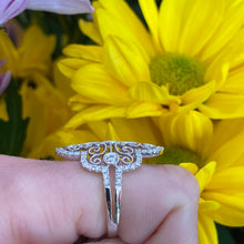 Load image into Gallery viewer, Vintage Inspired Lace Style Diamond Ring in 18k White Gold