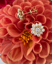 Load image into Gallery viewer, Intricate Diamond Flower Studs