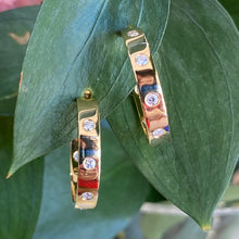Load image into Gallery viewer, Bold Gold & Diamond Loved Hoops