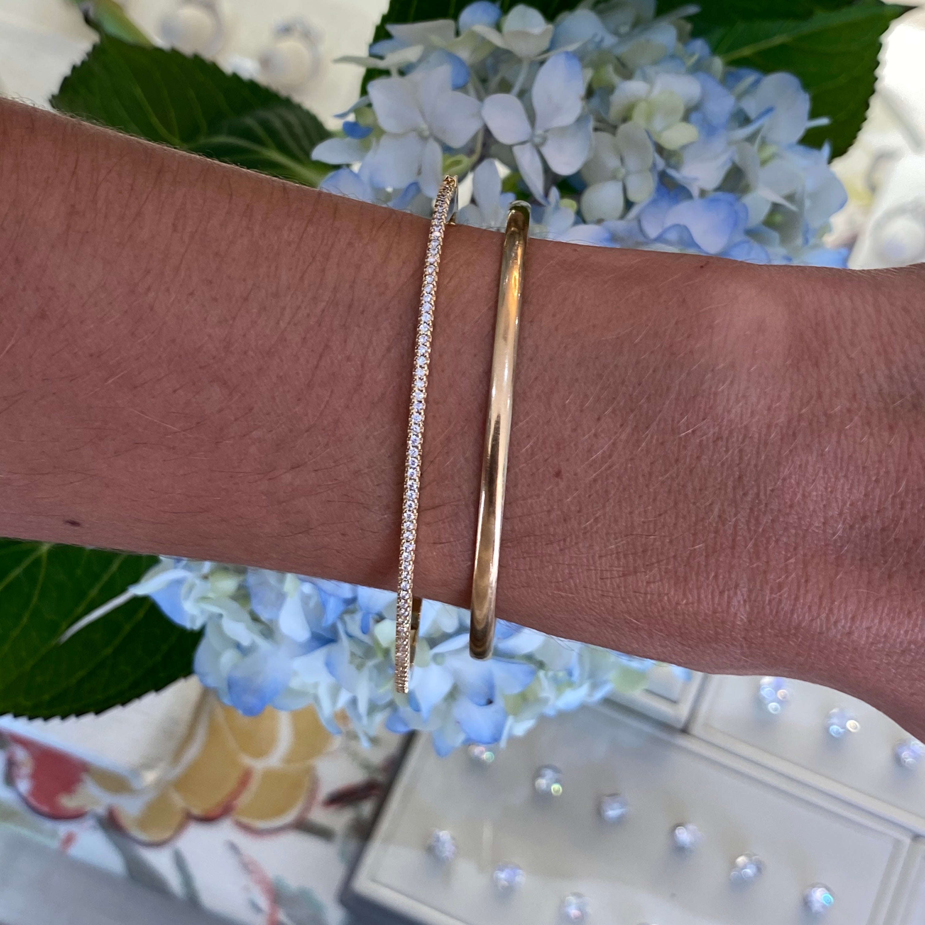 Oval Hinged Diamond Eternity Bangle Bracelet