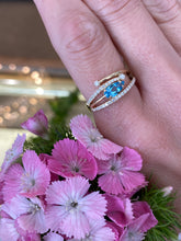 Load image into Gallery viewer, Stacked Blue Topaz And Diamond Ring