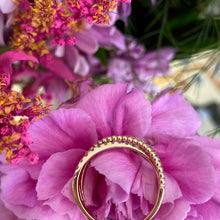 Load image into Gallery viewer, Diamond Beaded Criss-Cross Ring in Yellow Gold