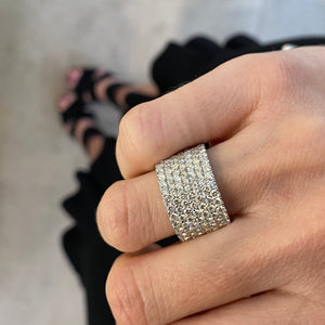 Pavé Diamond 18K Wide Band Ring