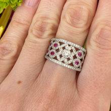 Load image into Gallery viewer, Ruby & Diamond Wide Pavé Set Band