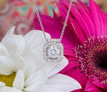 Load image into Gallery viewer, Diamond Square Halo Necklace