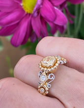 Load image into Gallery viewer, Yellow Diamond Two Tone Intricate Band Ring