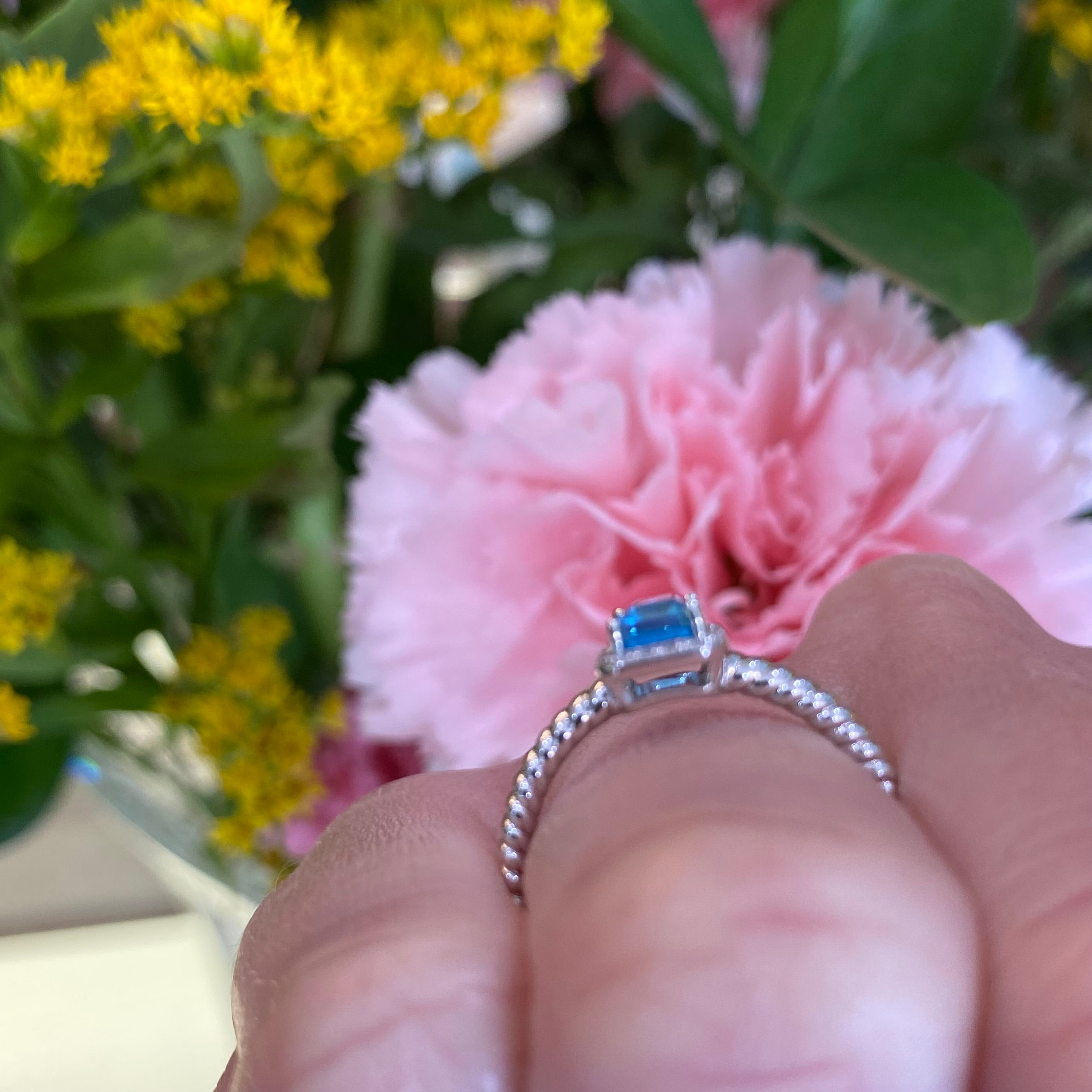 Caribbean Glow Blue Topaz and Diamond Ring