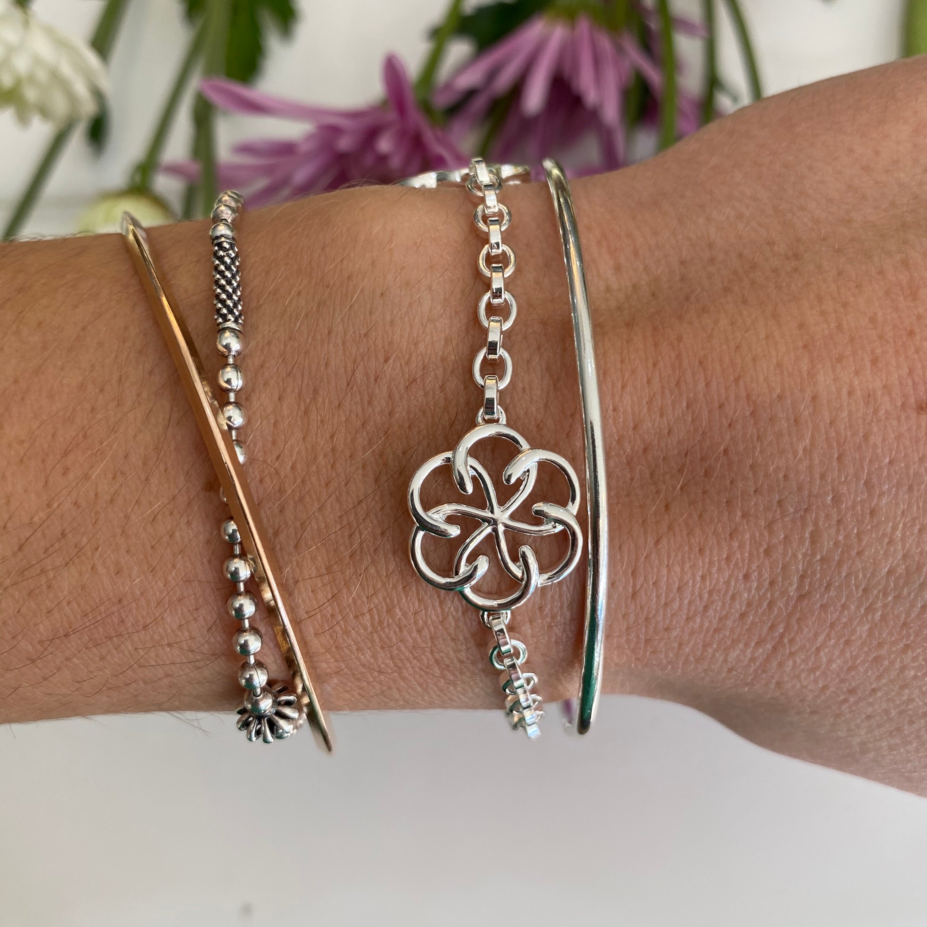 Sterling Silver Triple Celtic Knot Link Bracelet