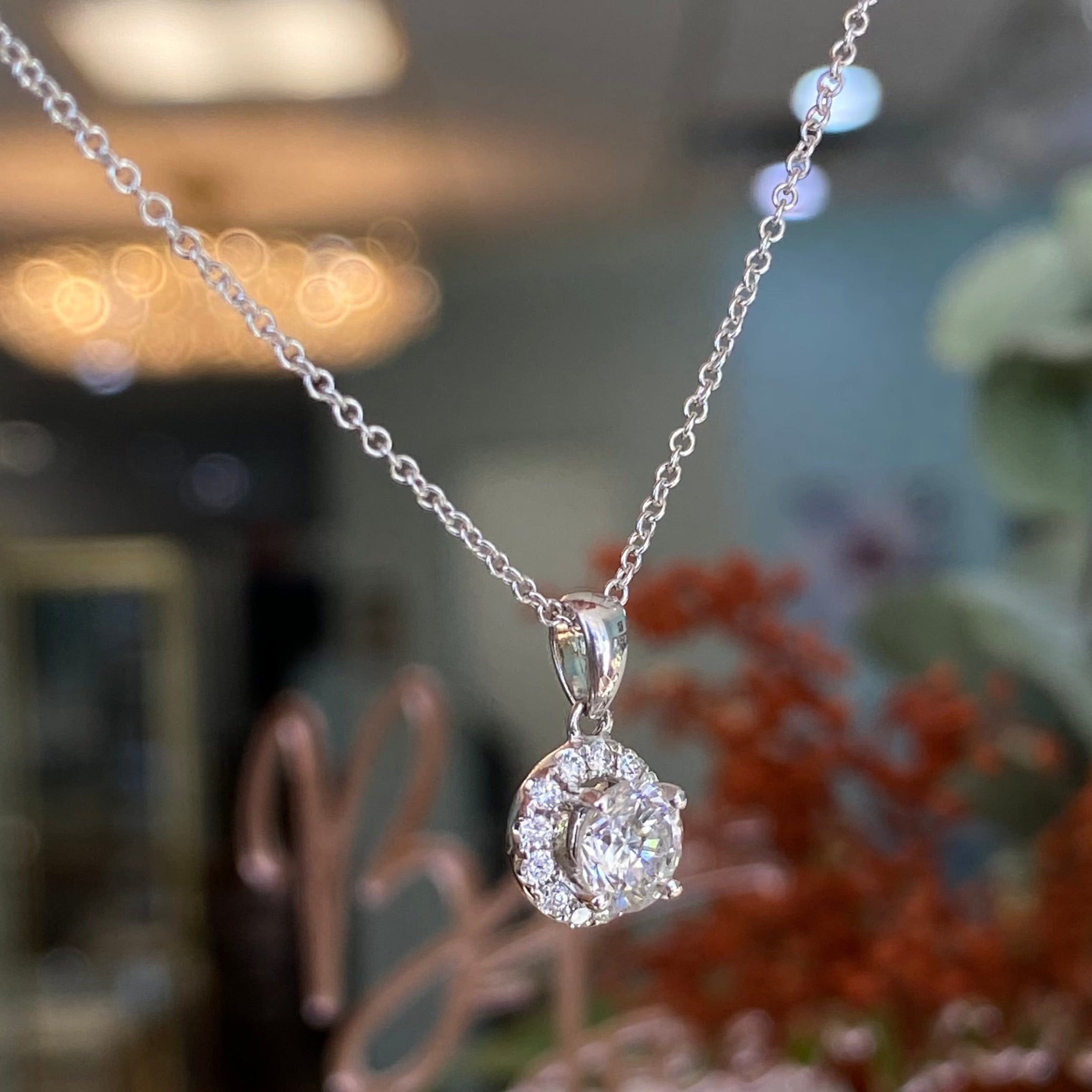 Diamond Halo Pendant Necklace