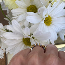 Load image into Gallery viewer, Platinum & 18K Yellow Gold Three Stone Diamond Ring