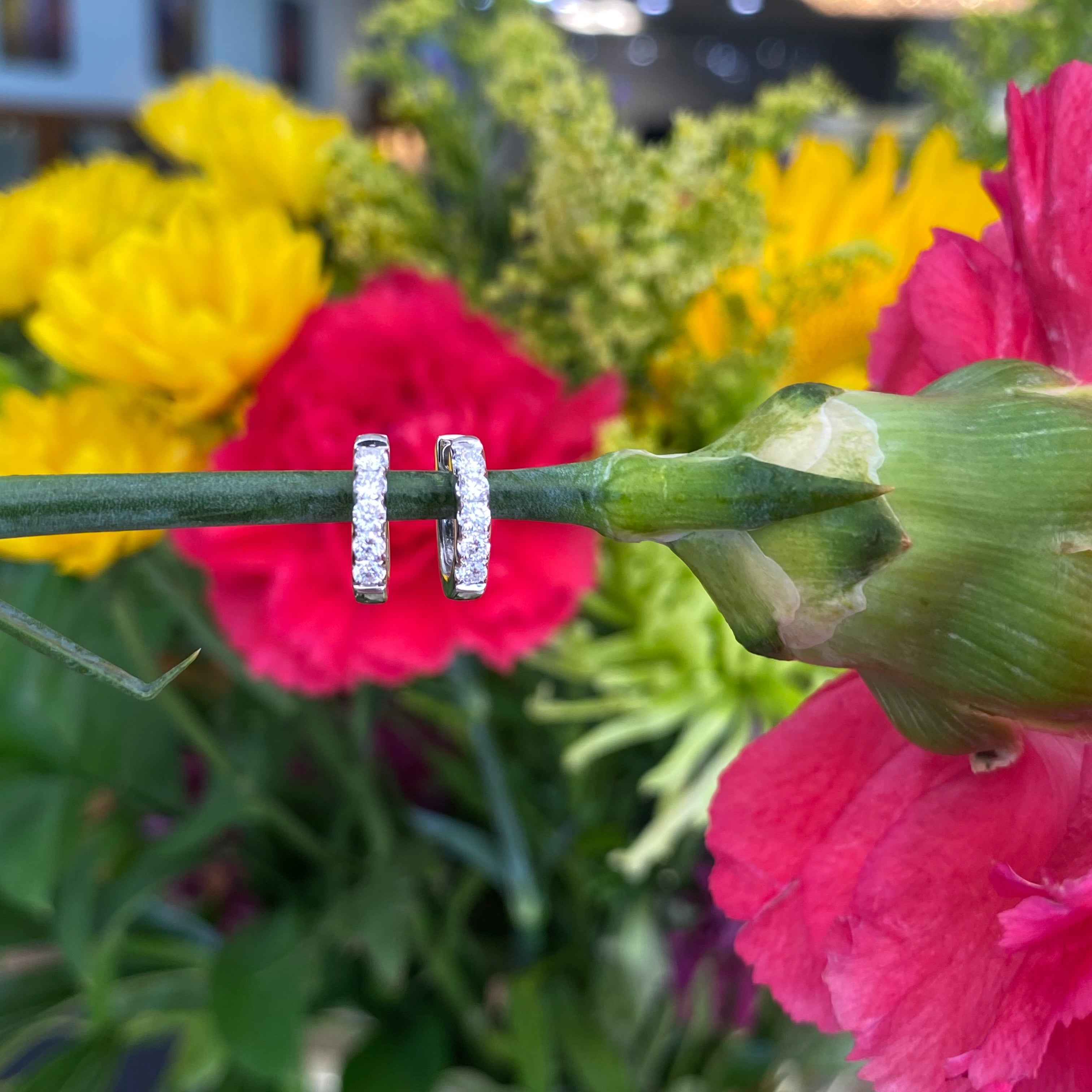 Small Diamond Huggie Hoop Earrings