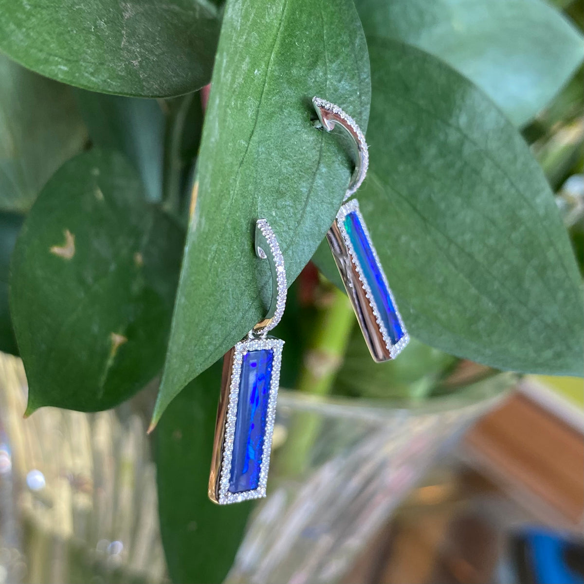 Elegant Opal & Diamond Drop Earrings