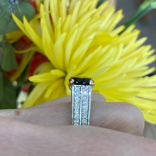 Load image into Gallery viewer, Green Tourmaline Double Diamond Band Ring