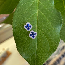 Load image into Gallery viewer, Clover Sapphire and Diamond Stud Earrings
