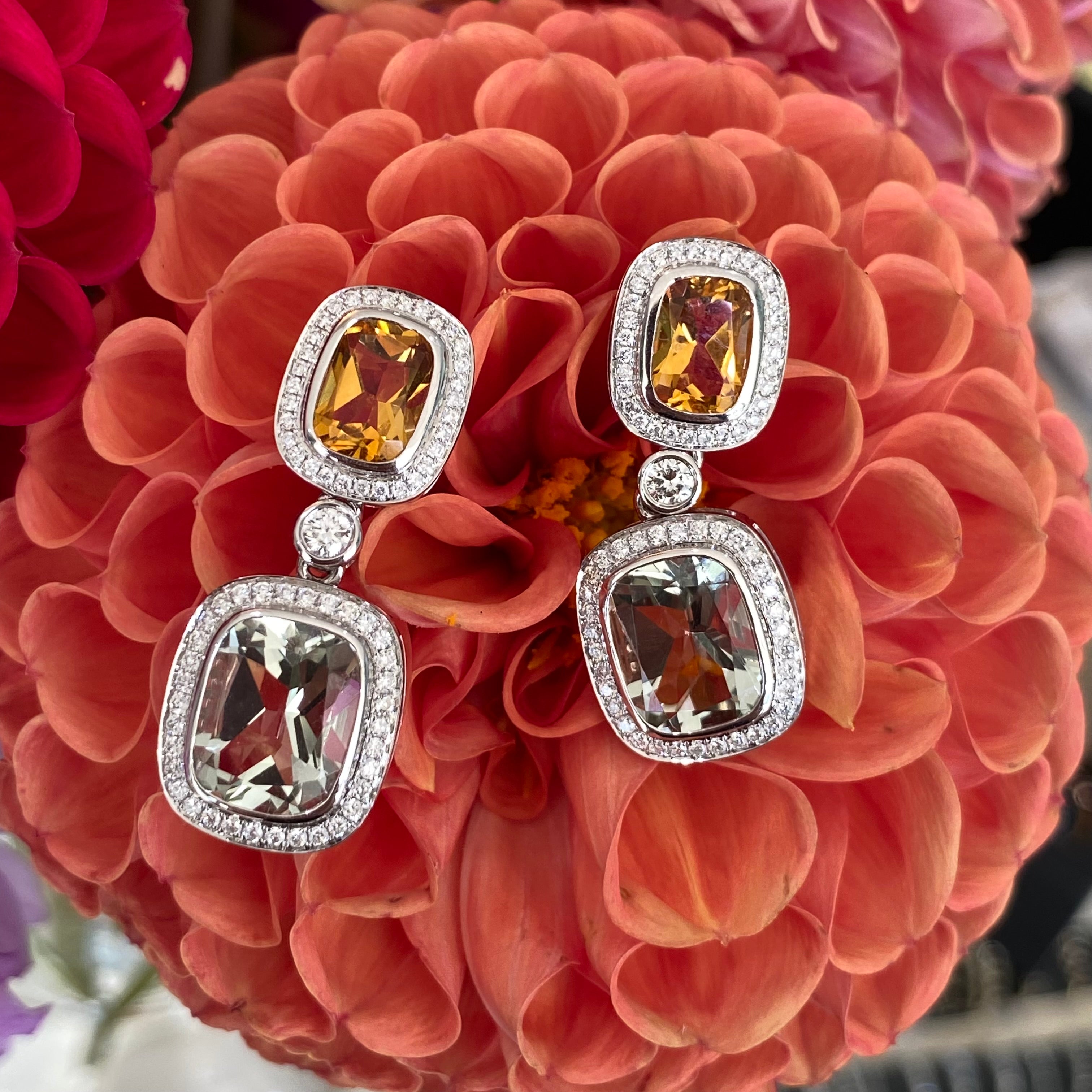 Citrine & Sage Garden Drop Earrings