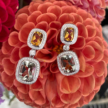 Load image into Gallery viewer, Citrine and Green Amethyst Dangle Earrings
