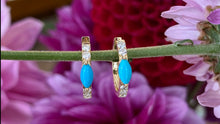 Load image into Gallery viewer, Turquoise & Diamond Hoop Earrings