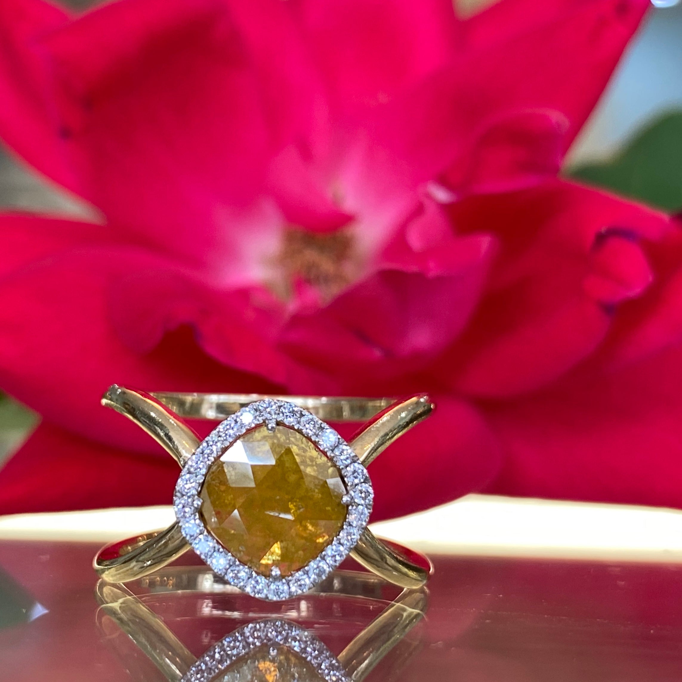 Sunlit Ember Diamond Slice Ring